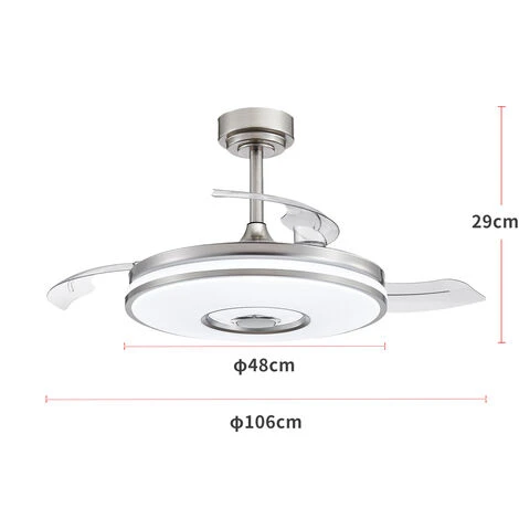 Ventilateur De Plafond Moderne Rétractable, Ventilateurs De Plafond Avec éclairage Et Télécommande, Silencieux Pales De Ventilateur En ABS – Image 4