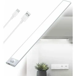 Reglette LED Cuisine Sous Meuble Rechargeable USB, 2500mAh 40cm Dimmable Lampe Placard Detecteur De Mouvement Barre LED Sans Fil Rechargeable Lumiere Capteur PIR A Pile Pour Escalier Interieur
