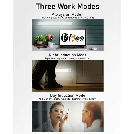 Reglette LED Cuisine Sous Meuble Rechargeable USB, 2500mAh 40cm Dimmable Lampe Placard Detecteur De Mouvement Barre LED Sans Fil Rechargeable Lumiere Capteur PIR A Pile Pour Escalier Interieur – Image 3