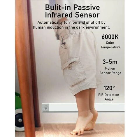 Reglette LED Cuisine Sous Meuble Rechargeable USB, 2500mAh 40cm Dimmable Lampe Placard Detecteur De Mouvement Barre LED Sans Fil Rechargeable Lumiere Capteur PIR A Pile Pour Escalier Interieur – Image 4