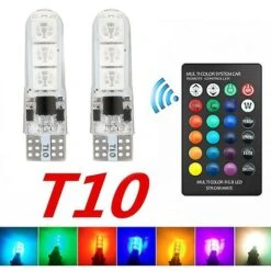 T10 Led 194 168 W5w 5050 Smd Rgb Voiture Dôme Lecture Lumière Automobiles Wedge Lampe Rgb Led Ampoule Avec Télécommande