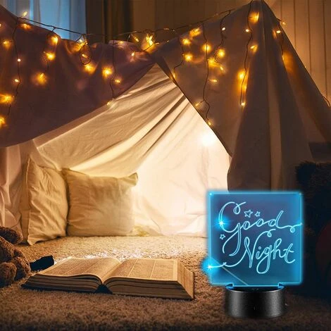 Base De Lampe De LumièRe LED De Nuit 3D Avec 4 Feuilles Acryliques Transparentes 4 TéLéCommandes RéGlables 16 Couleurs Pour Barre De Chambre D'Enfant – Image 3