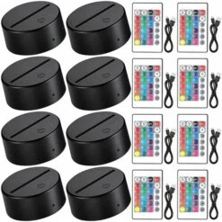 Base De Lampe De LumièRe LED De Nuit 3D Base D'Affichage De LumièRes LED Support De Base éClairé 16 Couleurs Avec TéLéCommande Et Câble USB