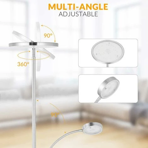 Lampadaire LED Tactile 36W 2000Lm 2 Lumières Dimmable + Télécommande – Image 2