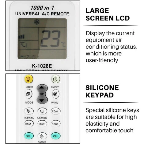 Universel 1000 En 1 LCD Faible Consommation D'éNergie K-1028E ContrôLeur De TéLéCommande De Climatisation Une / C – Image 5