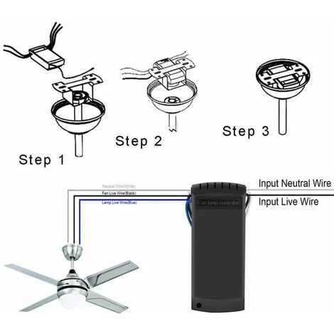 Telecommande Pour Ventilateur De Plafond,Lefou Radio-pilotée Telecommande,contrôleur De Ventilateur, 3 Vitesses, 4 Minuteries(1 Ensemble) Lefou – Image 3