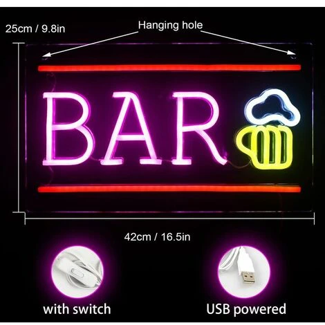 Bière Enseigne Au Néon BAR Lettre Neon Sign 3D Art LED Néon Applique – Image 2