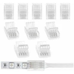 Pack De 10 Connecteurs LED 10mm à 4 Broches Pour Bandes De LED Pour Bandes De LED RGB 10mm 5050 3528 (Connexion Des Bandes LED Et Des Câbles)