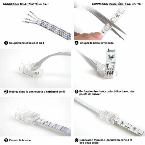 Pack De 10 Connecteurs LED 10mm à 4 Broches Pour Bandes De LED Pour Bandes De LED RGB 10mm 5050 3528 (Connexion Des Bandes LED Et Des Câbles) – Image 5