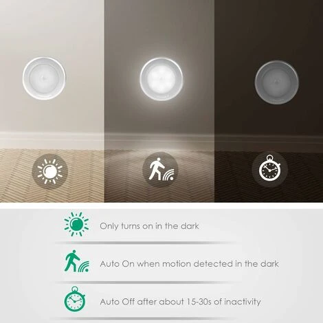 Lampes De Placard, Détecteur De Mouvement Pour L'intérieur, Lampes De Placard à DEL Alimentées Par Batterie, Veilleuses De Mouvement à Coller N'importe Où, Lumières D'escalier, Appliques Murales Pour – Image 2