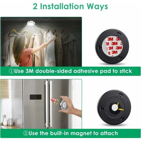 Lampes De Placard, Détecteur De Mouvement Pour L'intérieur, Lampes De Placard à DEL Alimentées Par Batterie, Veilleuses De Mouvement à Coller N'importe Où, Lumières D'escalier, Appliques Murales Pour – Image 3